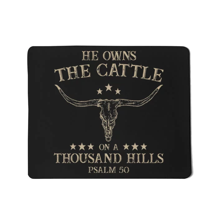 He Owns The Cattle On A Thousand Hills Psalm 50 Vintage Cow Mousepad