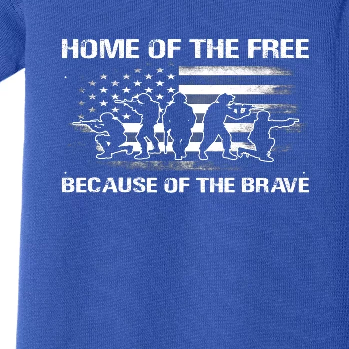 Home Of The Free Because Of The Brave Veteran American Flag Cute Gift Baby Bodysuit