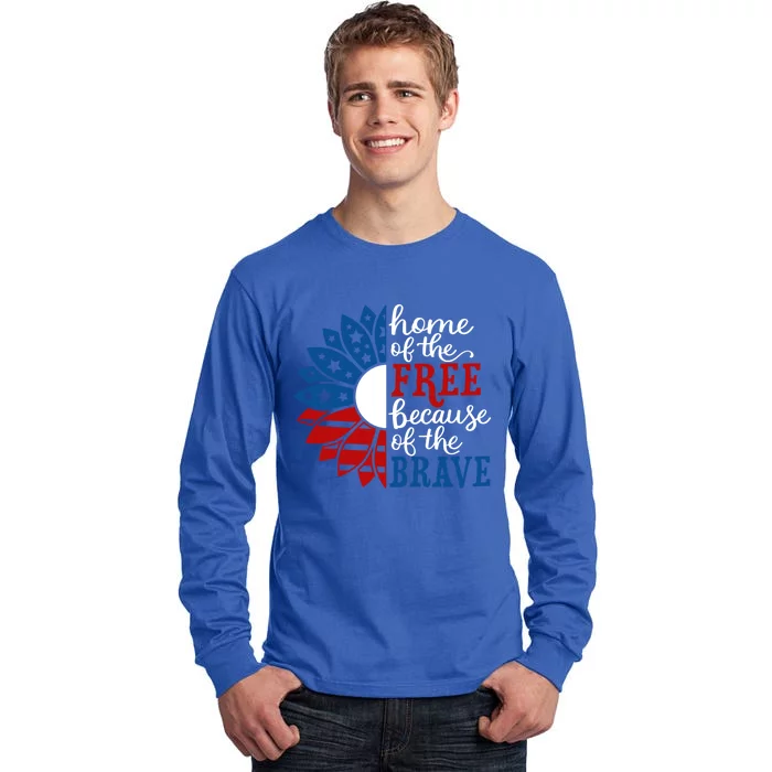 Home Of The Free Because Of The Brave American Flag Gift Tall Long Sleeve T-Shirt