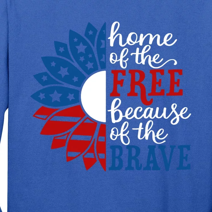 Home Of The Free Because Of The Brave American Flag Gift Tall Long Sleeve T-Shirt