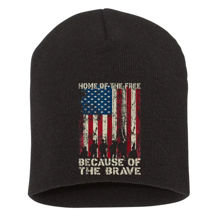 Home Of The Free Because Of The Brave American Flag Short Acrylic Beanie