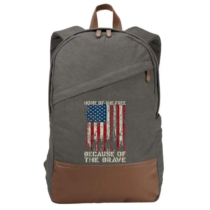 Home Of The Free Because Of The Brave American Flag Cotton Canvas Backpack