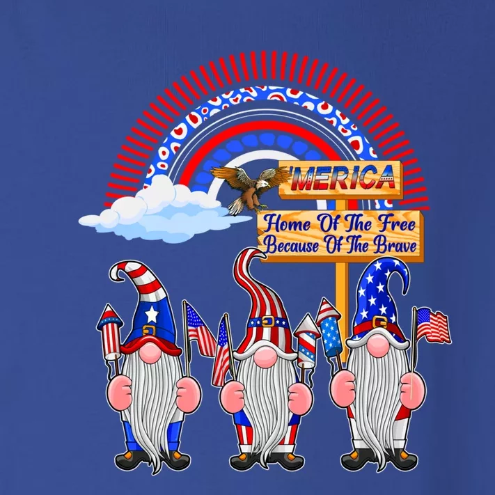 Home Of The Free Because Of The Brave Patriotic Gnome Gift Toddler Long Sleeve Shirt