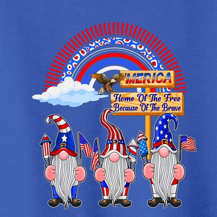 Home Of The Free Because Of The Brave Patriotic Gnome Gift Toddler T-Shirt