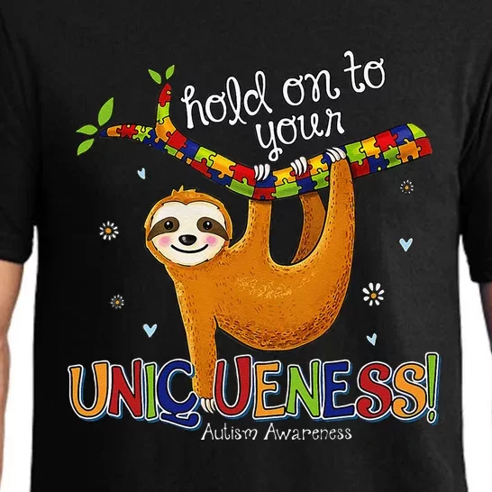 Hold On To Your Uniqueness Sloth Autism Awareness Pajama Set