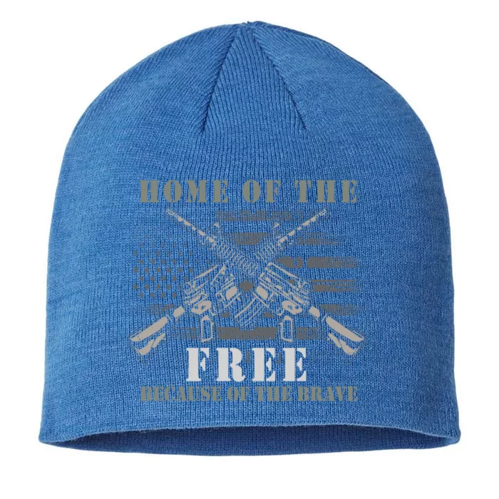 Home Of The Free Because Of The Brave Patriotic Us Soldier Gift 8 1/2in Sustainable Knit Beanie