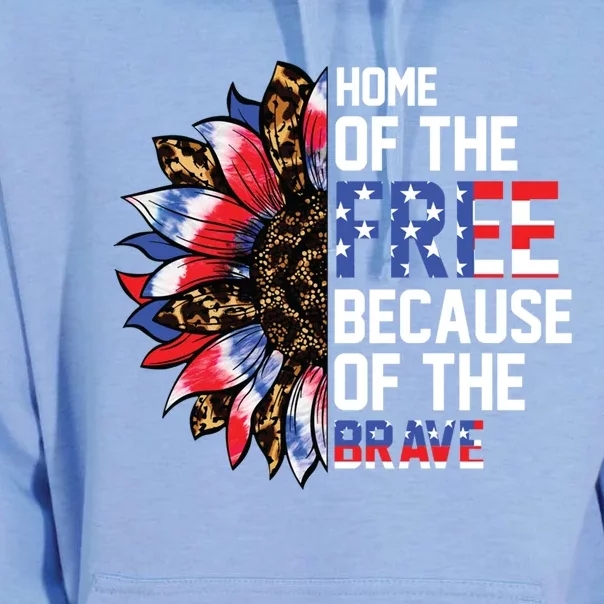 Home Of The Free Because Of The Brave Sunflower 4th Of July Gift Unisex Surf Hoodie