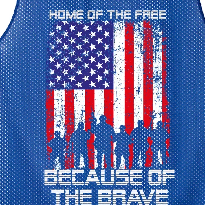 Home Of The Free Because Of The Brave Patriotic Veterans Gift Mesh Reversible Basketball Jersey Tank