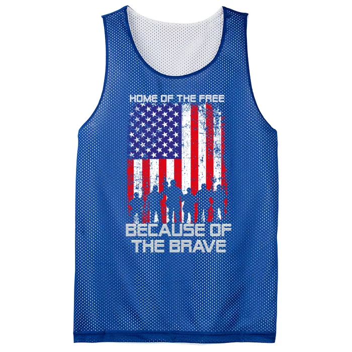 Home Of The Free Because Of The Brave Patriotic Veterans Gift Mesh Reversible Basketball Jersey Tank