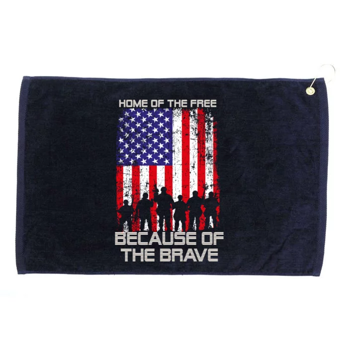 Home Of The Free Because Of The Brave Patriotic Veterans Gift Grommeted Golf Towel