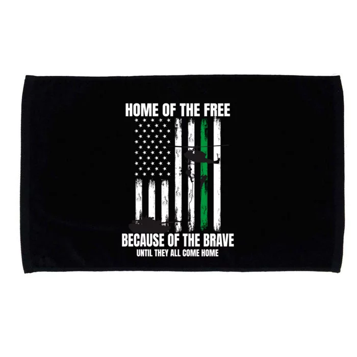 Home Of The Free Brave Military Thin Green Line Flag Graphic Cool Gift Microfiber Hand Towel