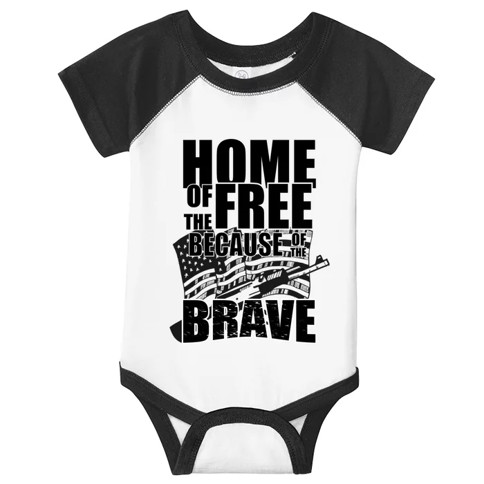 Home Of The Free Because Of The Brave Cool Gift Infant Baby Jersey Bodysuit