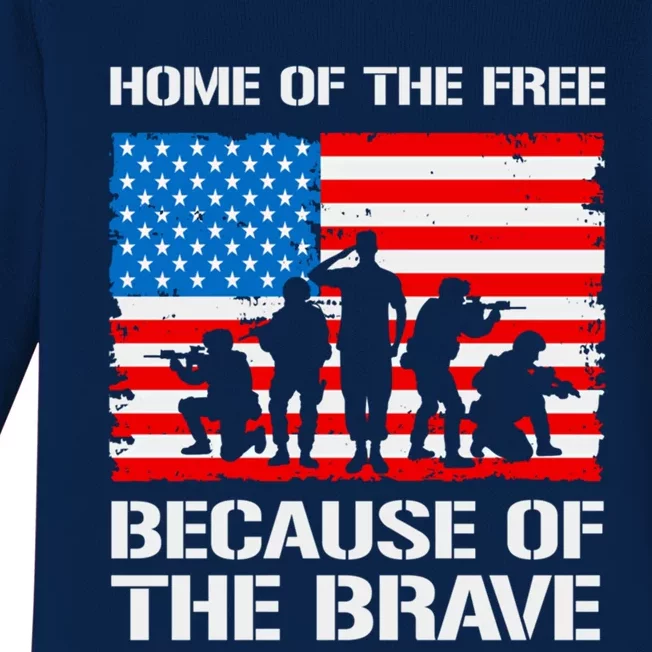 Home Of The Free Because Of The Brave Cool Gift Baby Long Sleeve Bodysuit