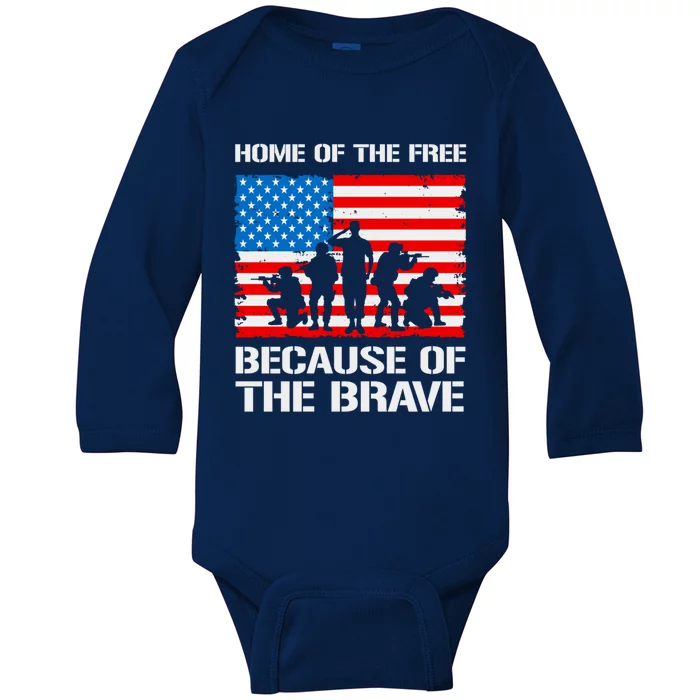 Home Of The Free Because Of The Brave Cool Gift Baby Long Sleeve Bodysuit