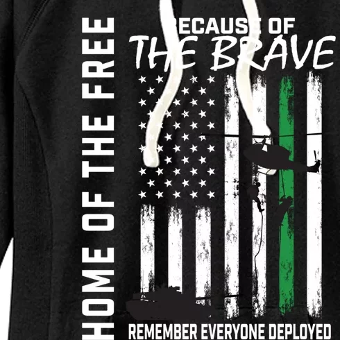 Home Of The Free Because Of The Brave Remember Deployed Flag Great Gift Women's Fleece Hoodie