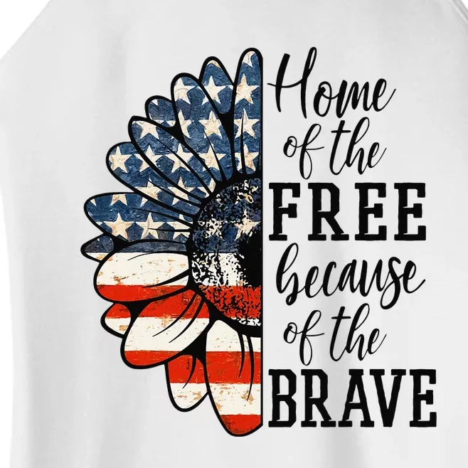 Home Of The Free Because Of The Brave Patriotic Flower Women’s Perfect Tri Rocker Tank