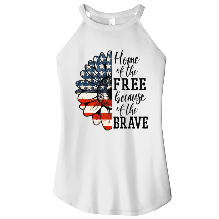 Home Of The Free Because Of The Brave Patriotic Flower Women’s Perfect Tri Rocker Tank