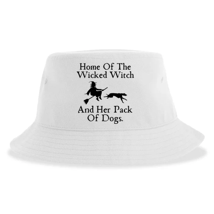 Home Of The Wicked Witch And Her Pack Of Dogs | Halloween Dog Lover Gift Sustainable Bucket Hat