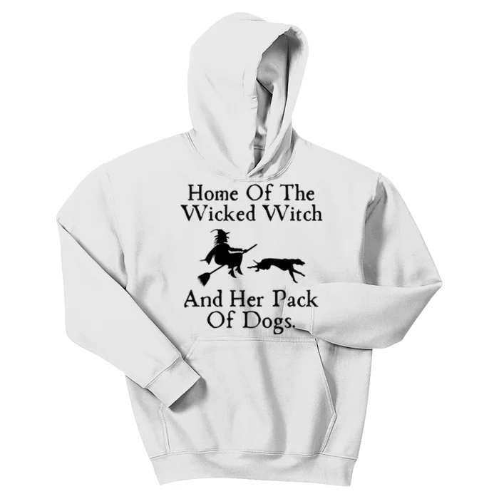 Home Of The Wicked Witch And Her Pack Of Dogs | Halloween Dog Lover Gift Kids Hoodie