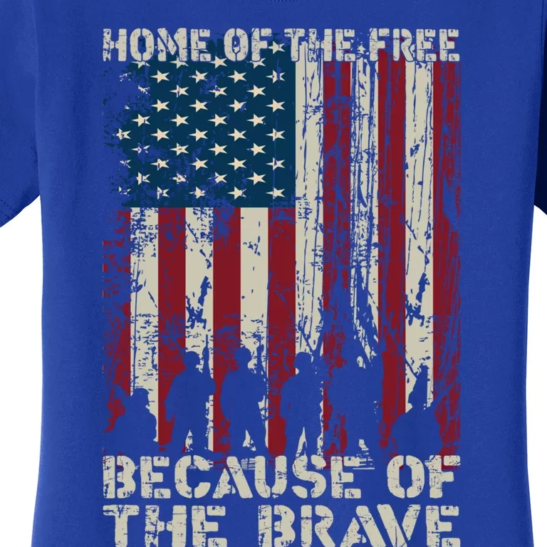 Home Of The Free Because Of The Brave Distress American Flag Gift Women's T-Shirt