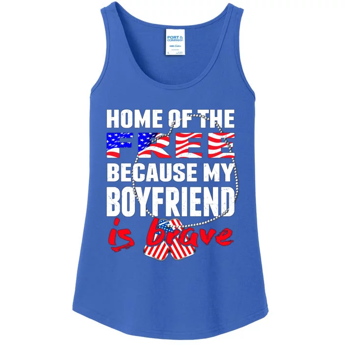 Home Of The Free My Friend Is Brave Proud Army Friend Cute Gift Ladies Essential Tank