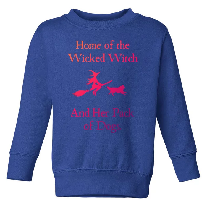 Home Of The Wicked Witch And Her Pack Of Dog Funny Halloween Meaningful Gift Toddler Sweatshirt