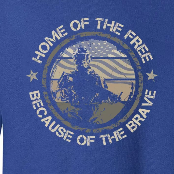 Home Of The Free Because Of The Brave Usa Military Veteran Gift Toddler Sweatshirt