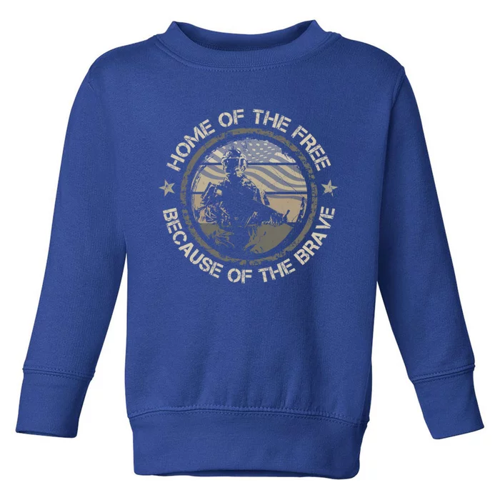 Home Of The Free Because Of The Brave Usa Military Veteran Gift Toddler Sweatshirt