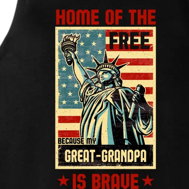 Home Of The Free Because My Greatgrandpa Is Brave Patriotic Meaningful Gift Ladies Tri-Blend Wicking Tank