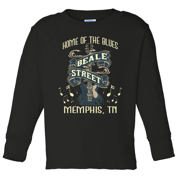 Home Of The Blues Beale Street Memphis Musician Guitarist Toddler Long Sleeve Shirt