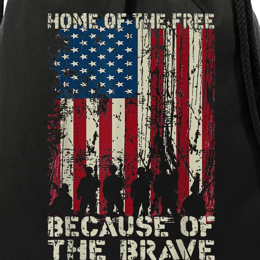 Home Of The Free Because Of The Brave American Flag Drawstring Bag