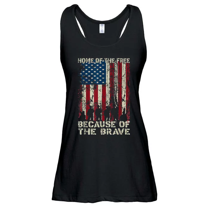 Home Of The Free Because Of The Brave American Flag Ladies Essential Flowy Tank