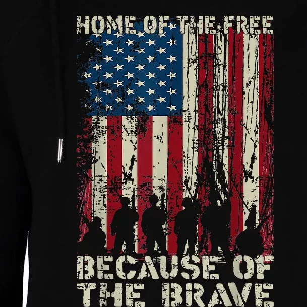 Home Of The Free Because Of The Brave American Flag Womens Funnel Neck Pullover Hood