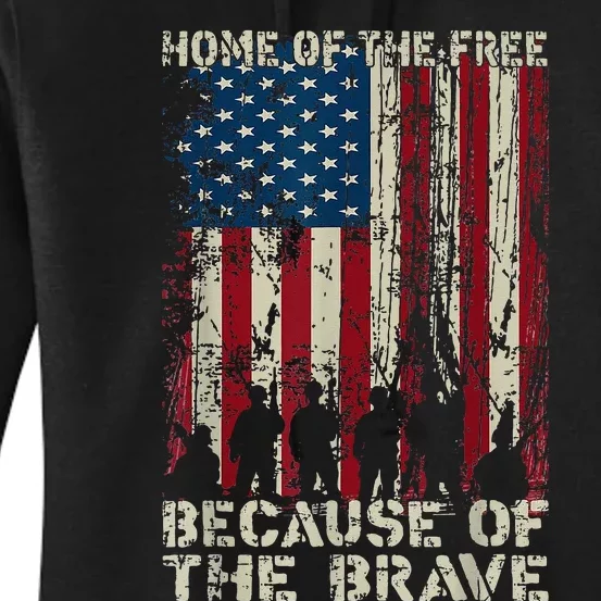 Home Of The Free Because Of The Brave American Flag Women's Pullover Hoodie