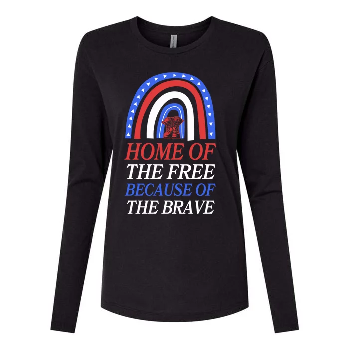 Home Of The Free Because Of The Brave 4th Of July Rainbow Gift Womens Cotton Relaxed Long Sleeve T-Shirt