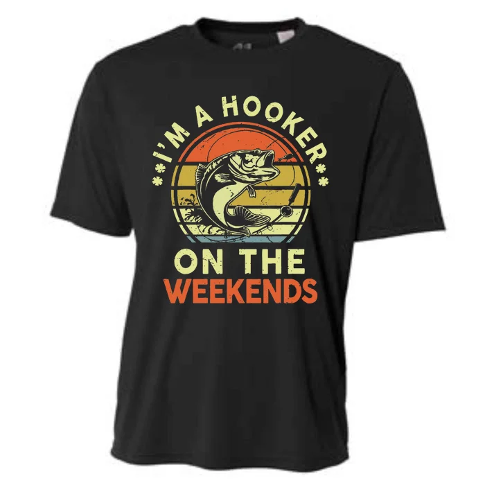 Hooker On The Weekend Father Day Gift Funny Bass Dad Fishing Cooling Performance Crew T-Shirt