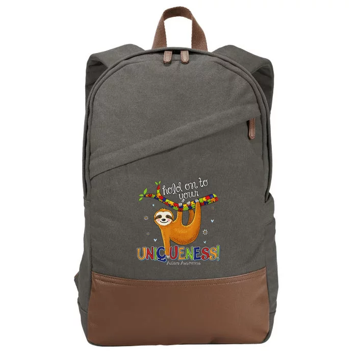 Hold On To Your Uniqueness Sloth Autism Awareness Cotton Canvas Backpack