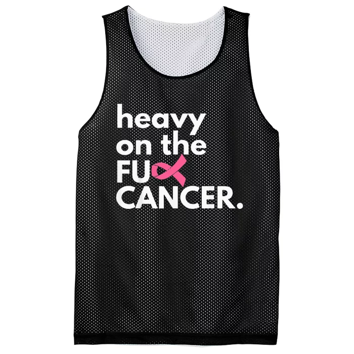 Heavy On The Fuck Cancer Survivor Breast Cancer Awareness Mesh Reversible Basketball Jersey Tank