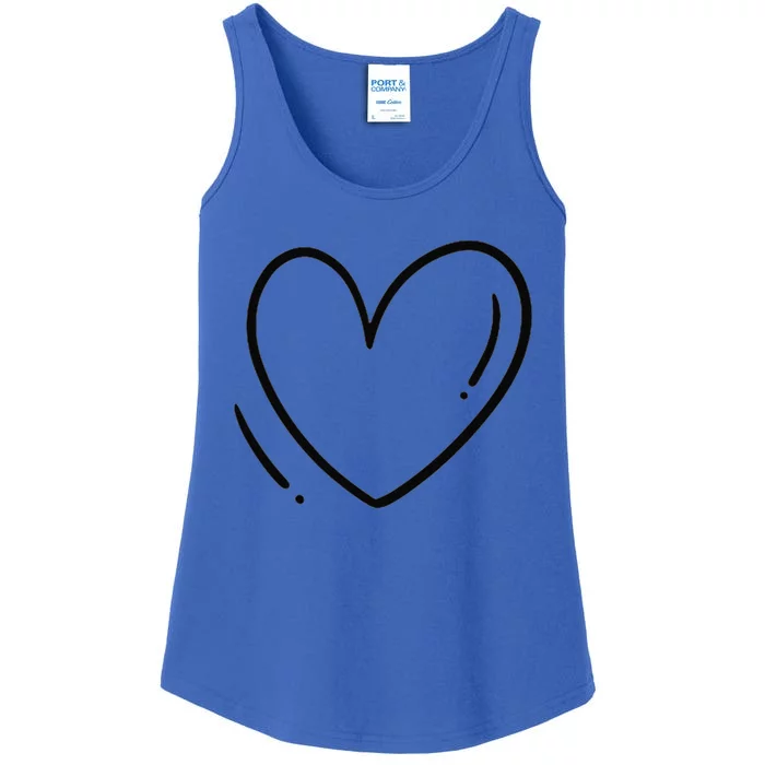 Heart On The Chest Outline Drawing Heart Minimalistic Ladies Essential Tank