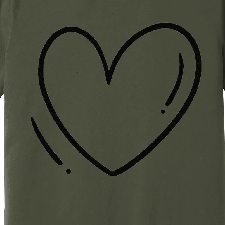 Heart On The Chest Outline Drawing Heart Minimalistic Premium T-Shirt