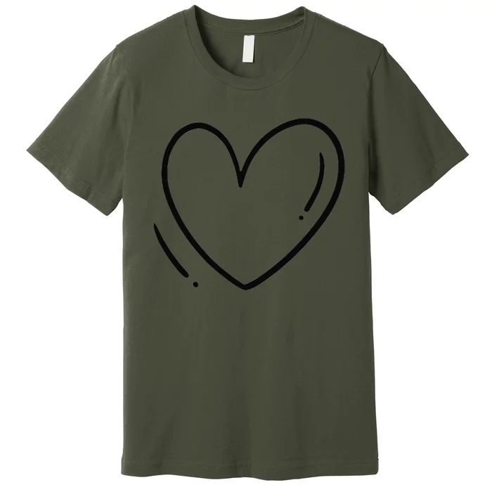 Heart On The Chest Outline Drawing Heart Minimalistic Premium T-Shirt