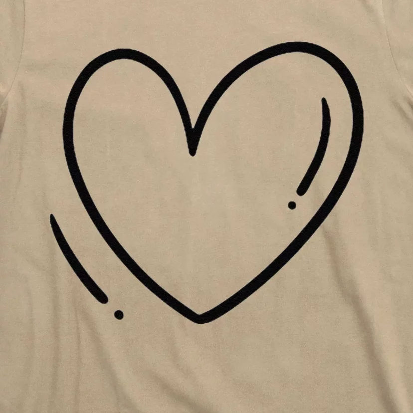 Heart On The Chest Outline Drawing Heart Minimalistic T-Shirt