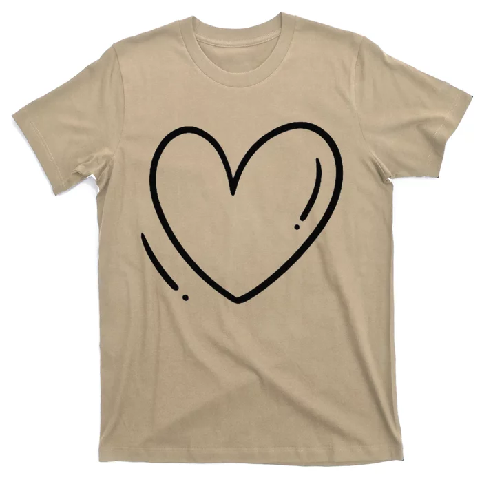 Heart On The Chest Outline Drawing Heart Minimalistic T-Shirt