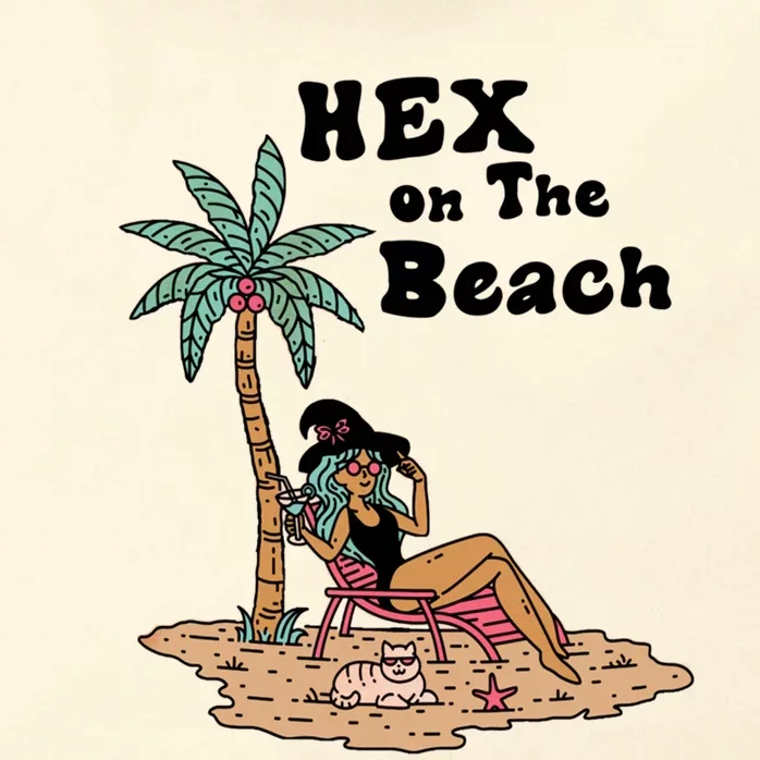 Hex On The Beach Hello Summer Vibes Beach Vacay Retro 70s Gift Zip Tote Bag