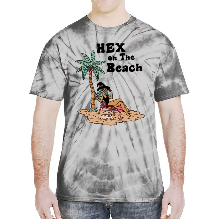 Hex On The Beach Hello Summer Vibes Beach Vacay Retro 70s Gift Tie-Dye T-Shirt