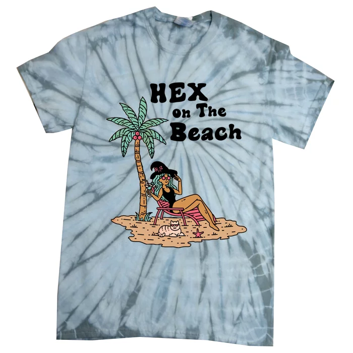 Hex On The Beach Hello Summer Vibes Beach Vacay Retro 70s Gift Tie-Dye T-Shirt