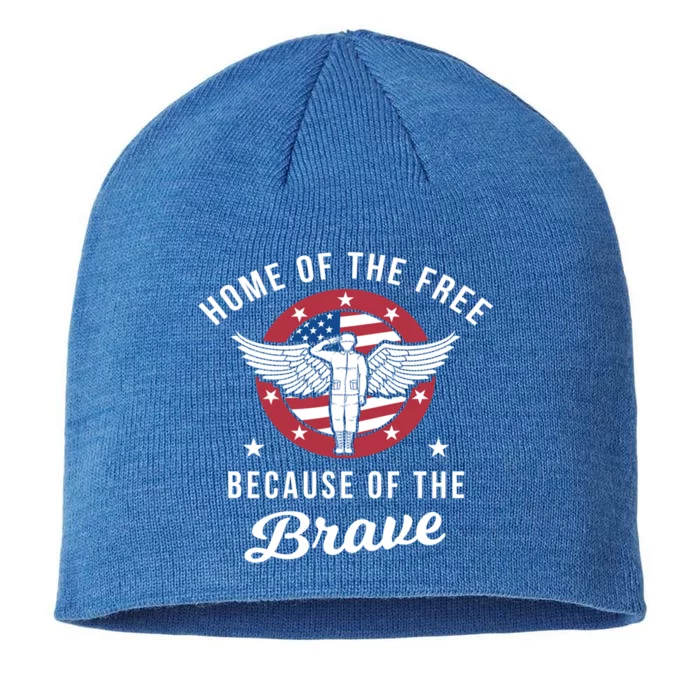 Home Of The Free Because Of The Brave Memorial Day Flag Cool Gift 8 1/2in Sustainable Knit Beanie