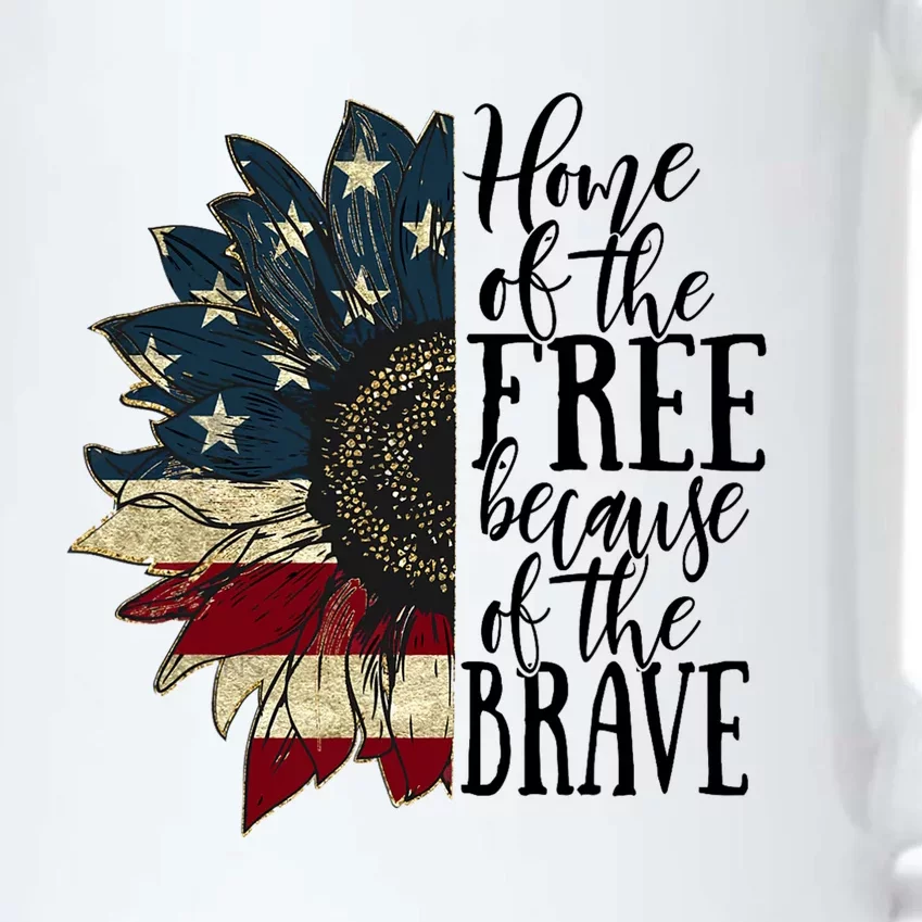 Home of the Free because of the Brave American Sunflower Black Color Changing Mug