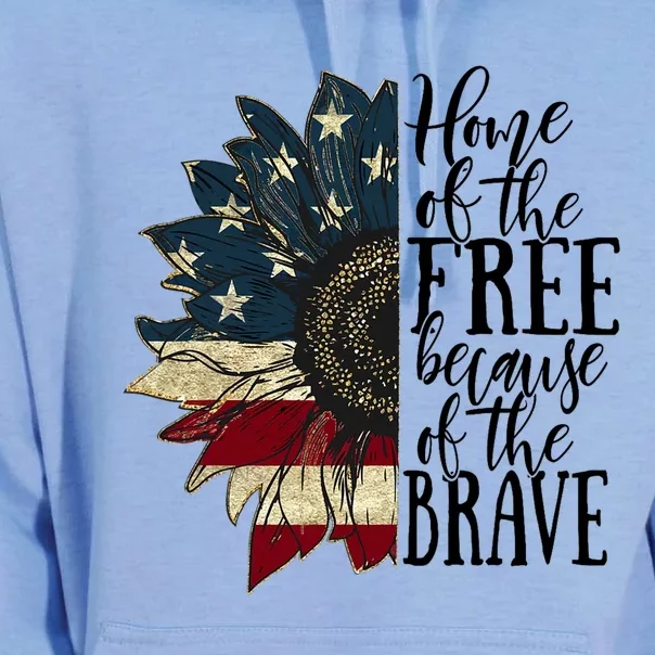 Home of the Free because of the Brave American Sunflower Unisex Surf Hoodie