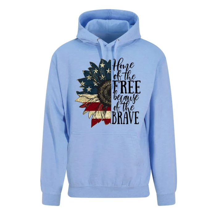 Home of the Free because of the Brave American Sunflower Unisex Surf Hoodie